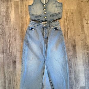 ROLLA'S Light Blue Denim Women Jean Skirt and Vest Set